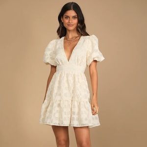 So Sweet To Me Cream Floral Puff Sleeve Mini Dress